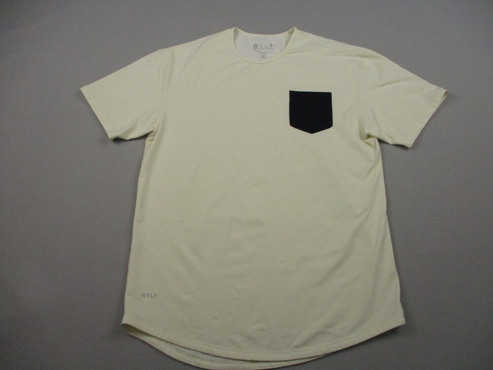 BYLT Shirt Men Extra Large Beige Solid Drop Cut Lux Performance Curved Hem Tee